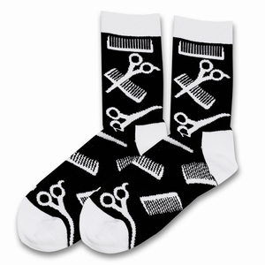 LOLLIPOP HAIRDRESSER/BARBER SOCKS ZWART/WIT MAAT 36-40