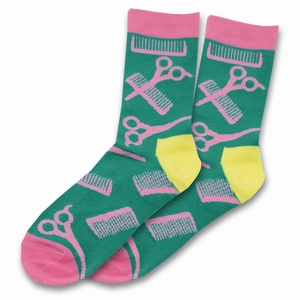 LOLLIPOP HAIRDRESSER/BARBER SOCKS GROEN/ROZE/GEEL