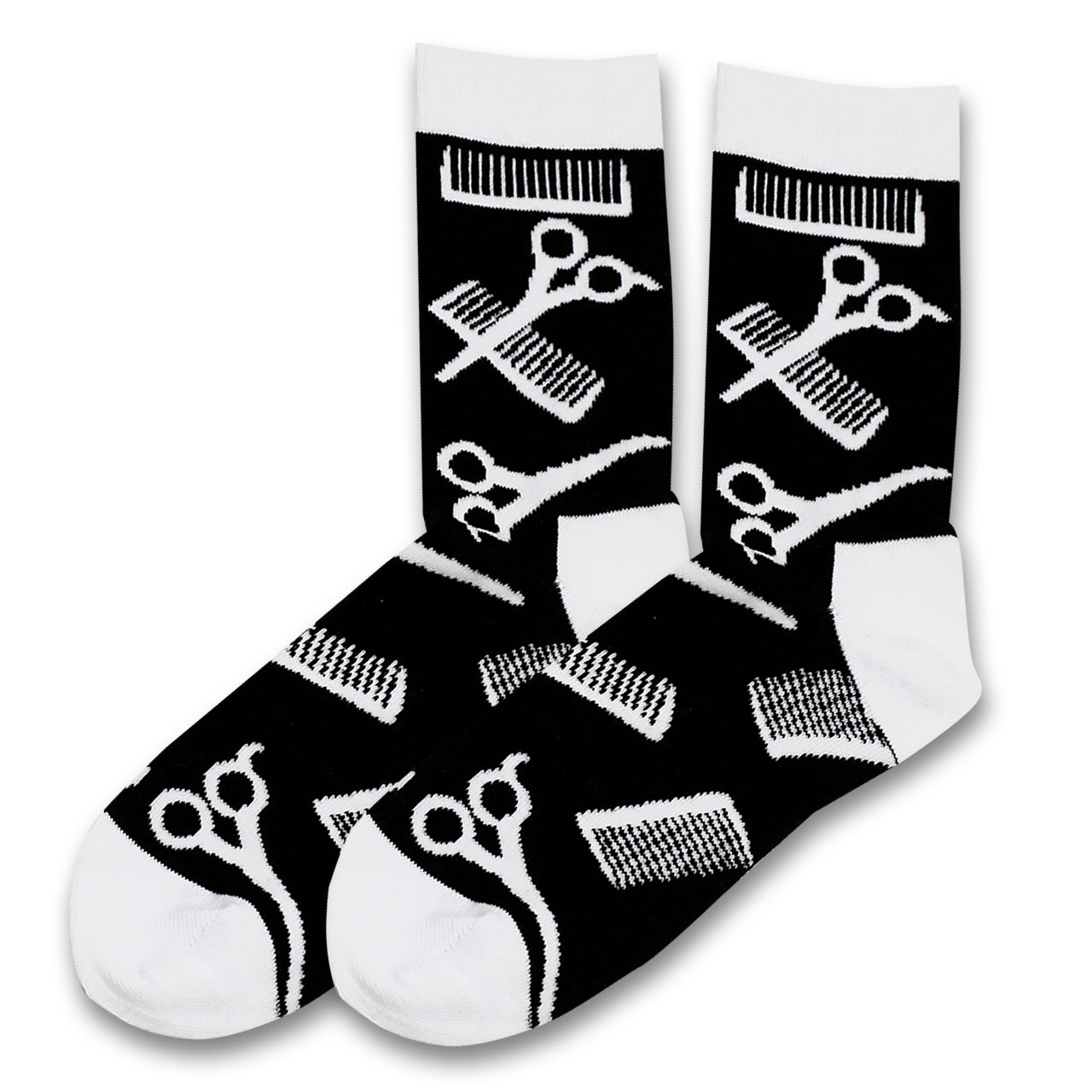 LOLLIPOP HAIRDRESSER/BARBER SOCKS ZWART/WIT MAAT 36-40