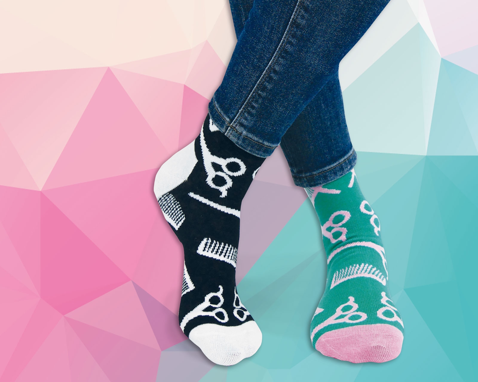 LOLLIPOP HAIRDRESSER/BARBER SOCKS ZWART/WIT MAAT 36-40